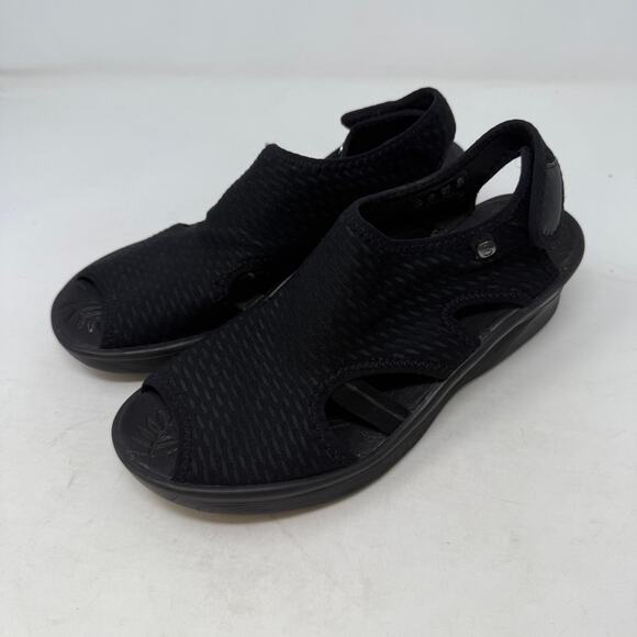 Bzees Comfort Sandals Size 8.5 Black Slip On Stretch Open Toe Walking Shoes - Picture 1 of 12